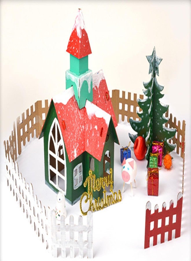 alfyng 3PCS Unfinished Cardboard Christmas Tree House Art and Craft House for Boy and Girls DIY Cookies Gingerbread DIY Crafts Cardboard Building Project for Children to Build& Paint Xmas Decor - Image 5